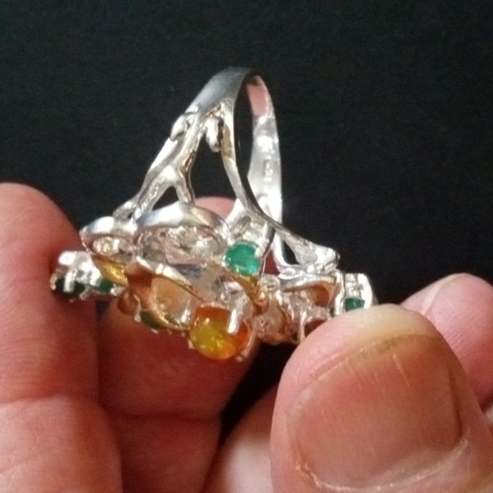 925 Opal Emerald Ring - image 5